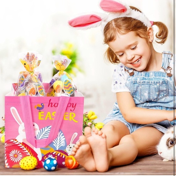 Woven Reusable Easter Gift Bags - Easter Basket Bunny Durable Eco Friend… - Picture 2 of 7